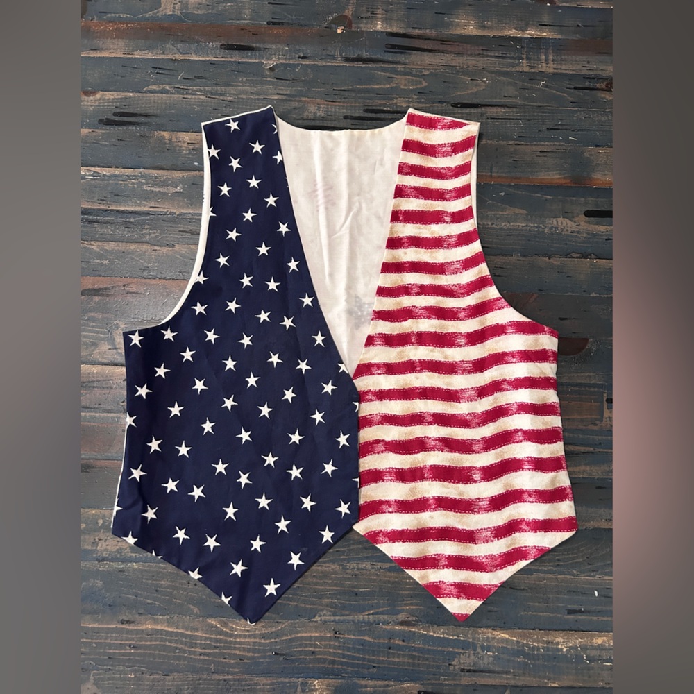 Patriotic‎ American Flag Stars and Stripes Vest Red White Blue Medium / Large